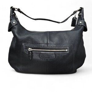 Coach Penelope Pebble Leather Hobo Stud Black F14681 Shoulder Bag COA